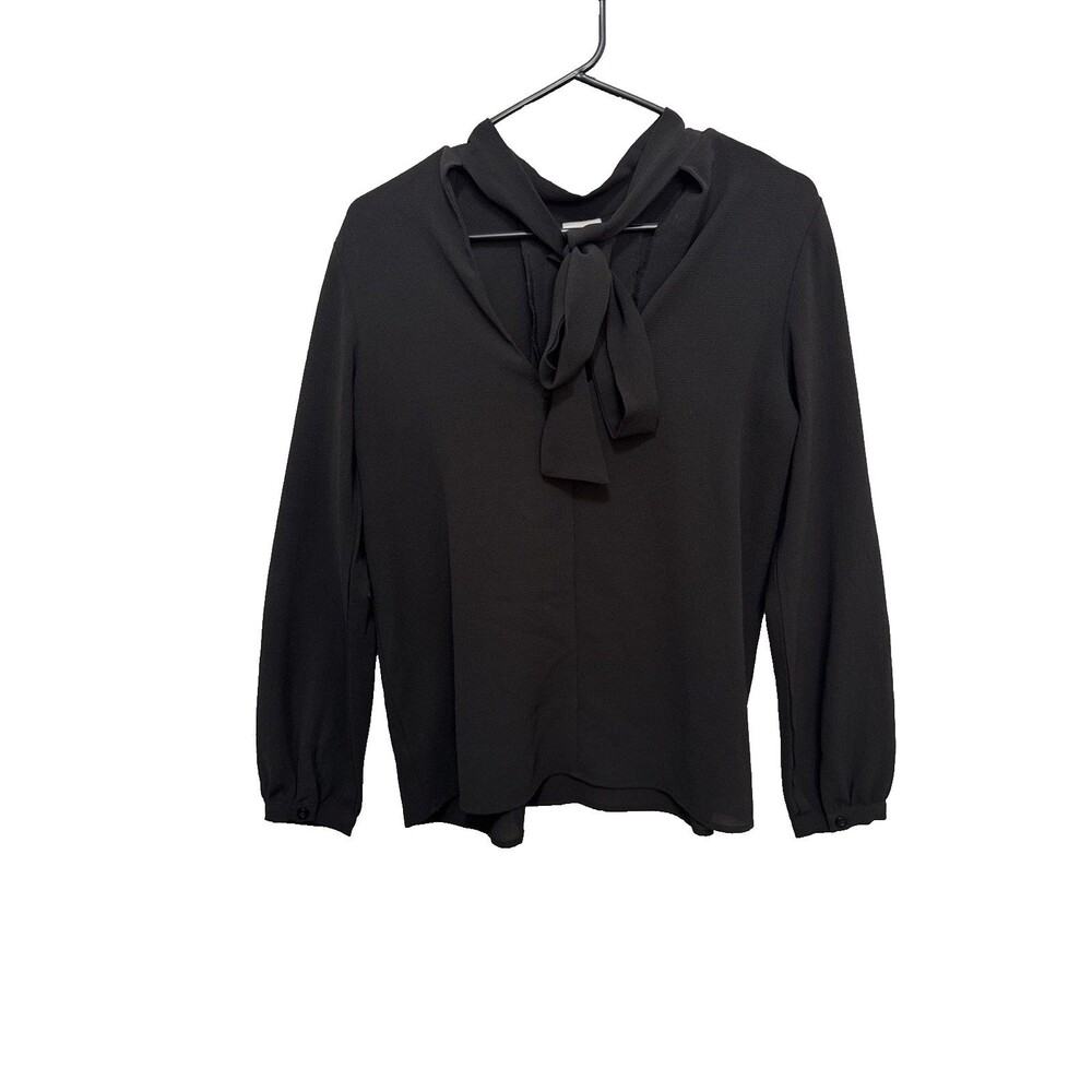NSR Black Tie Neck Keyhole Blouse Size XS - Picture 6 of 12